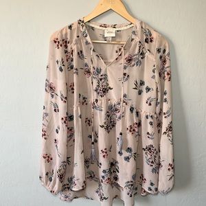 Knox Rose floral boho sheer blouse size S